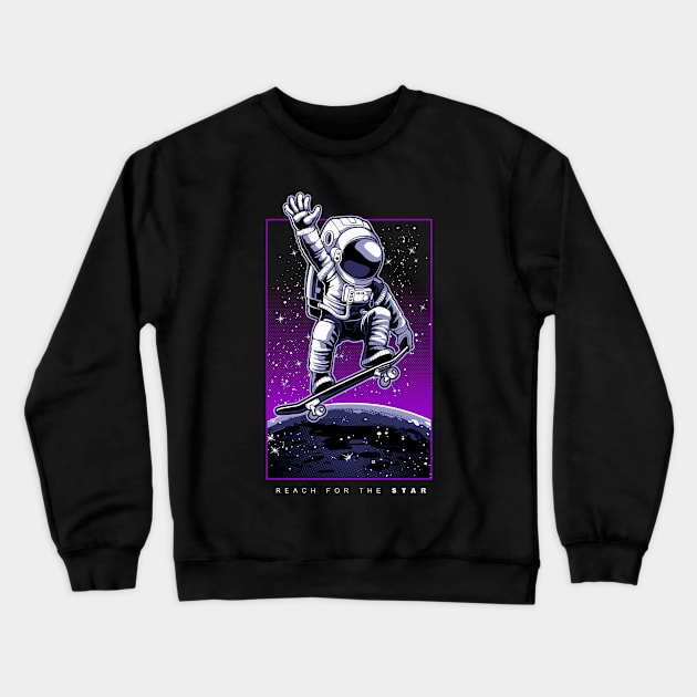 Astronaut skater Crewneck Sweatshirt by Anna Hlimankova